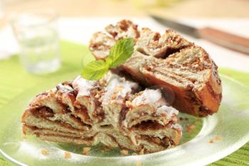 Sweet breakfast pastry with nut filling