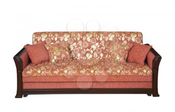 Wooden sofa with floral pattern upholstery - cutout
