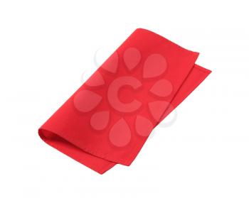 Small red linen napkin isolated on white