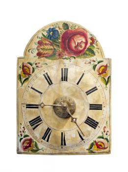 Vintage clock with floral design - cutout
