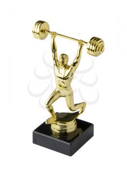 Weightlifting trophy - golden statue of a weightlifter
