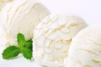 Scoops of white ice cream - studio shot