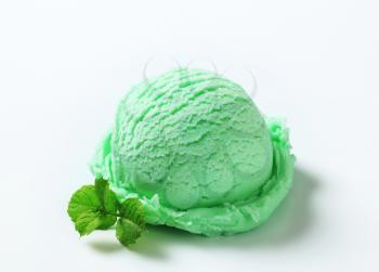 Scoop of light green ice cream 