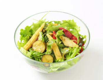 Bowl of salad with pickled vegetables