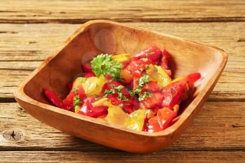 Roasted sweet peppers marinated in oil