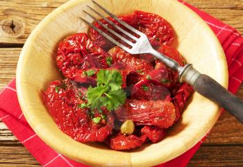Marinated sun dried tomatoes and sweet peppers