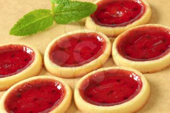 Mini tarts with red jam filling