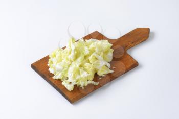 Chopped Chinese cabbage on cutting board