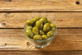 Bowl of fresh green olives