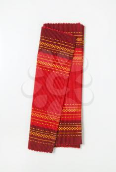 Decorative red cotton ribbed placemat