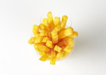 portion of French fries in plastic cup