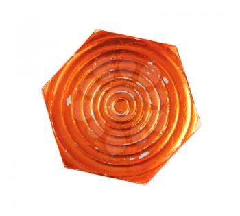 Hexagon plate with orange metallic glaze