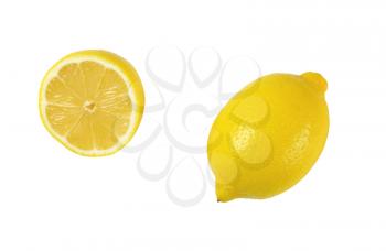 one and half fresh lemon on white background