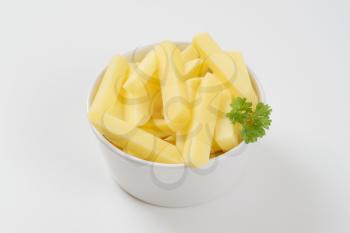 bowl of raw chipped potatoes