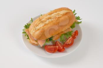 French bread roll with smoked salmon