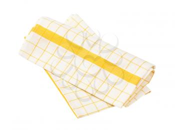white and yellow checkered dish towel on white background