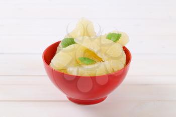bowl of peeled pomelo segments