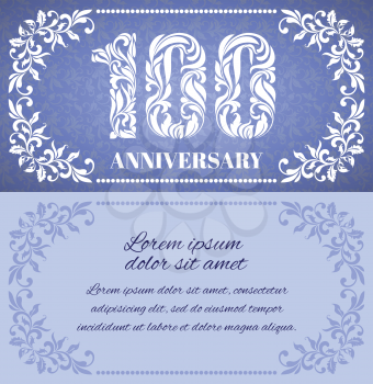 Luxury template with floral frame and a decorative pattern for the 100 years anniversary. There is a place for text