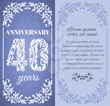Luxury template with floral frame and a decorative pattern for the 40 years anniversary. There is a place for text