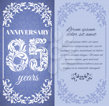 Luxury template with floral frame and a decorative pattern for the 85 years anniversary. There is a place for text