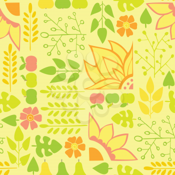 Autumn Seamless pattern on a yellow background