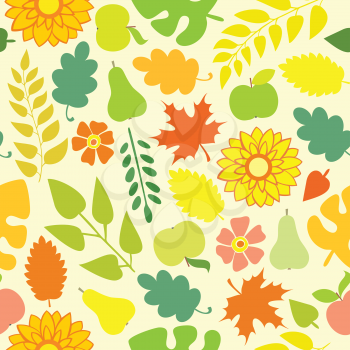 Autumn Seamless pattern on a yellow background