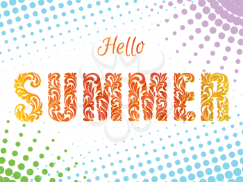 Hello SUMMER. Decorative Font made in swirls and floral elements.