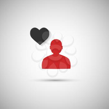 Flat icon human heart on a gray background.