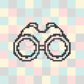 Vector binoculars icon on square background.