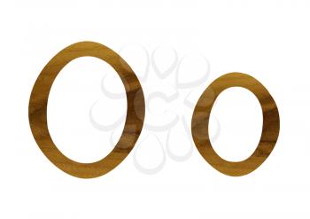 One letter from teak veneer alphabet: the letter O