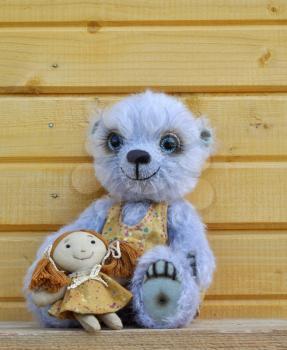 Teddy bear Chupa with girlfriend. Handmade, the sewed toy