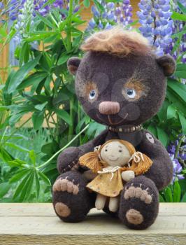 Handmade, the sewed toys: teddy-bear Mocca with girlfriend Mashenka