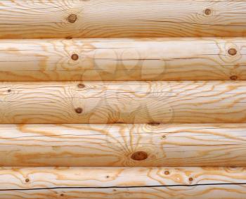 Detail of a Wall of a Wooden House Built From Fresh Pine Logs