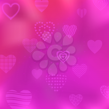 Pink background with holiday valentine hearts. Eps10, contains transparencies. Vector