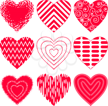 Valentine heart, love symbol, pattern, set pictograms. Vector