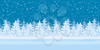 Christmas Holiday Low Poly Background, Winter Forest with Fir Trees and Snow. Vector