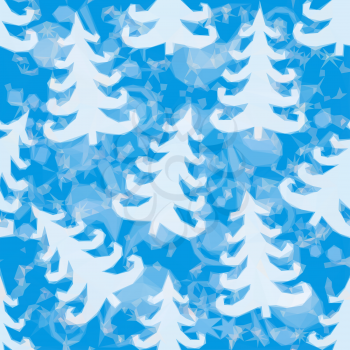 Christmas Low Poly Background for Holiday Design, Blue Pattern with Fir Trees Silhouettes. Vector
