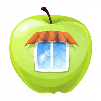 A vector illustration of apple with a window