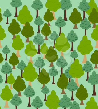 Seamless forest pattern. Cartoon tree background