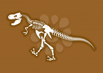 Dinosaur skeleton. Ancient animal bones in ground. Fossil Tyrannosaurus. archaeological excavations. Prehistoric monster