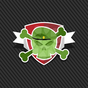 Army emblem. Skull on shield