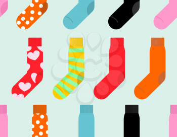 Colorful socks seamless pattern. Vector accessory clothing background.