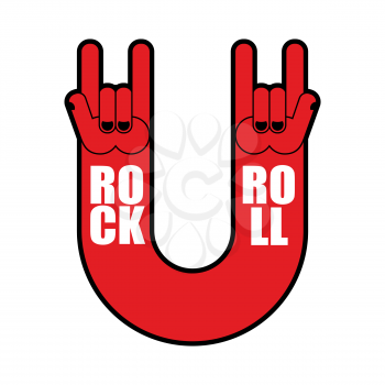 Rock and roll hand sign. Logo for rock music festival. Emblem for lovers of rock music
