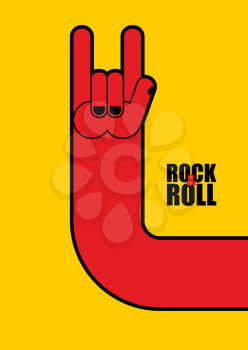 Hand rock and roll sign. Poster for  rock festival.

