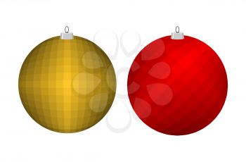 Christmas tree toy. Golden and red ball. Decoration for Christmas and new year.
