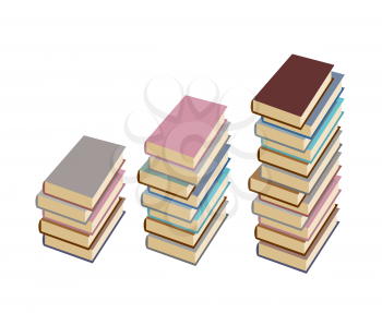 Set  pile of books on a white background. Vector illustration
