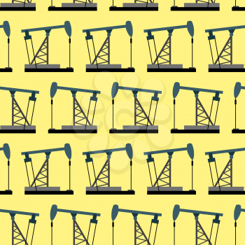 Oil rig seamless pattern. Oil pump pumps oil vector background.
