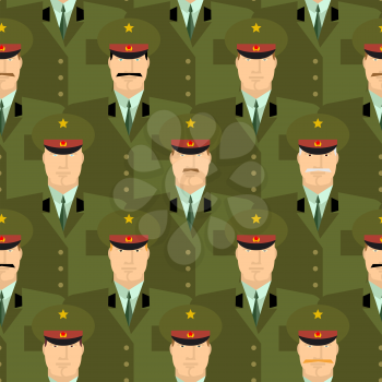 Russian military officers seamless pattern. Army background of people in uniform. Vector background. Russian soldiers police in dress uniform
