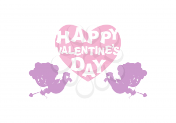 Valentines day. Silhouette Cupid and heart. Emblem for feast of love. Holiday 14 february
