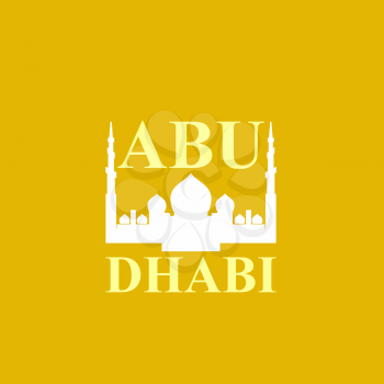 United Arab Emirates mosque Abu Dhabi. Vector flat icon
